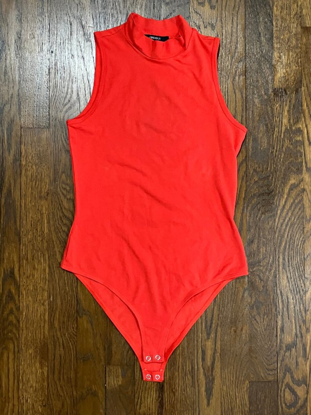 Forever 21 Basic Mock Neck Turtleness Sleeveless Red Bodysuit Sz Small S